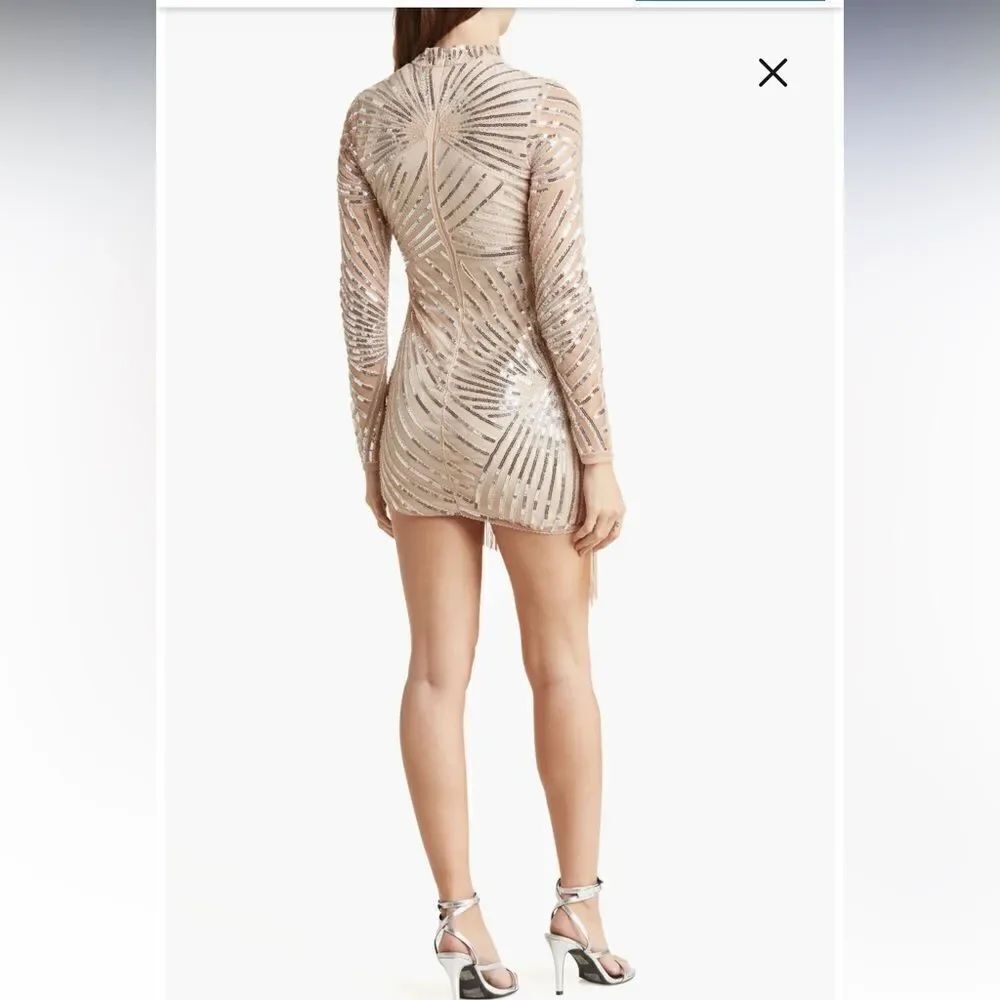 RAGA Mason Character Long Sleeve Dress Size XS Champagne with Silver Sequins NWT - Picture 2 of 9